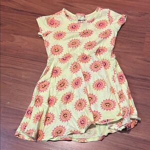 Cheerful Sunburst Kids Dress - Yellow and Pink